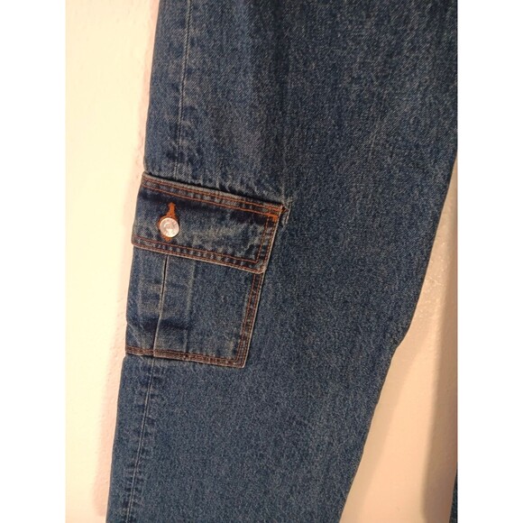 Revice Denim Baja Cargo Jeans Wide Leg Dark Wash American Flag Women's Sz 28 - Picture 5 of 13